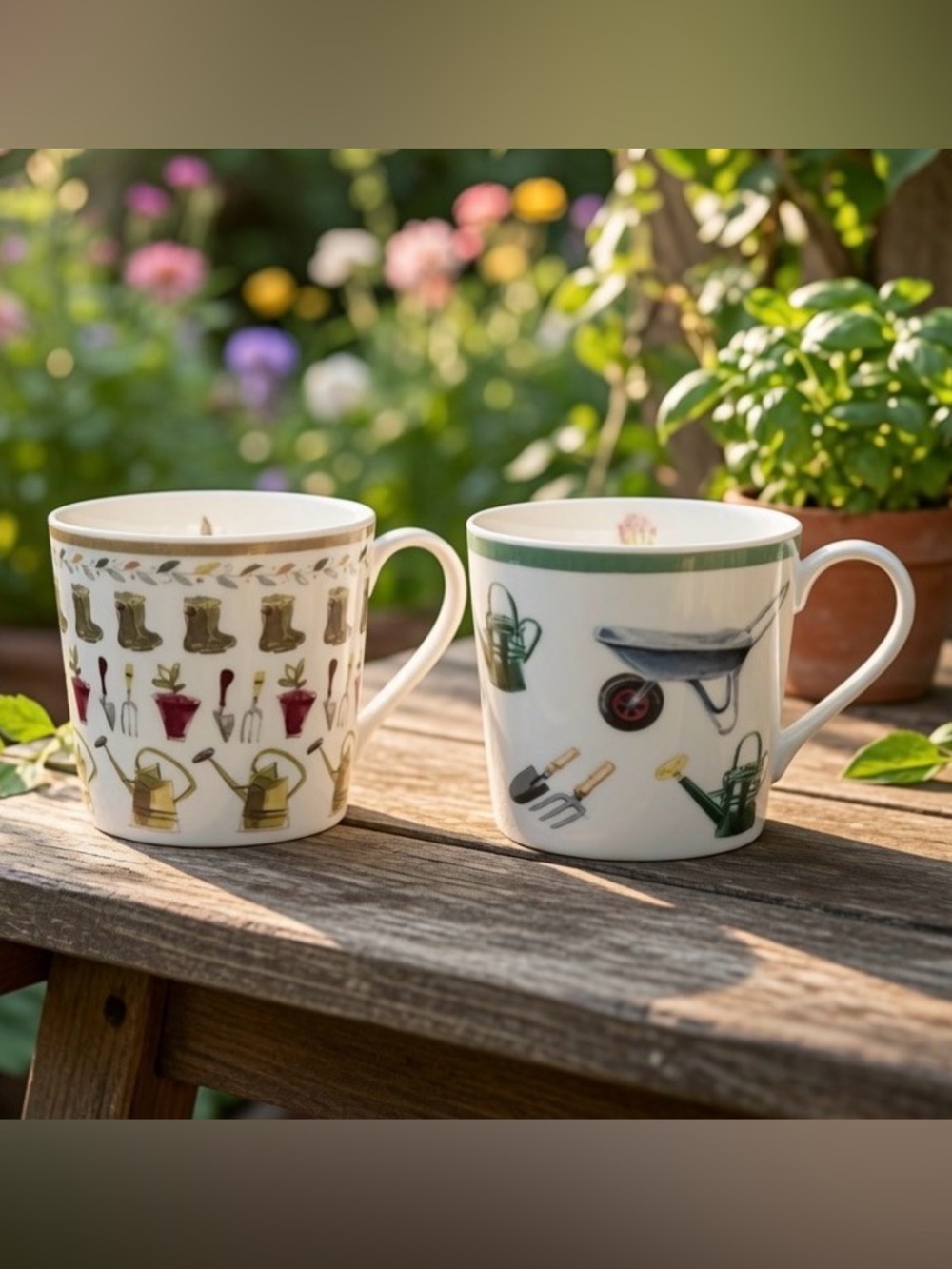 Beautiful Pair of Waitrose Gardening Bone China Mugs 💐🌸🌻